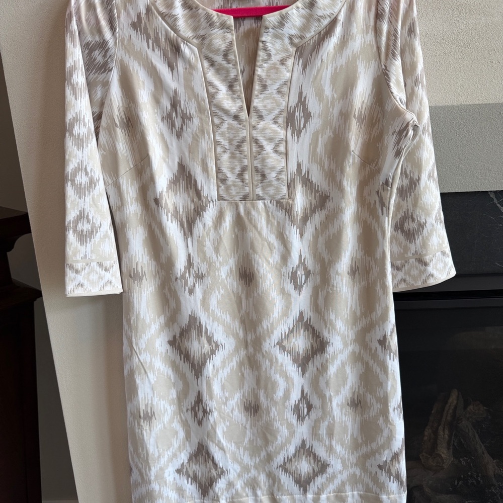 Gretchen Scott Kitt Ikat Split Neck mini dress